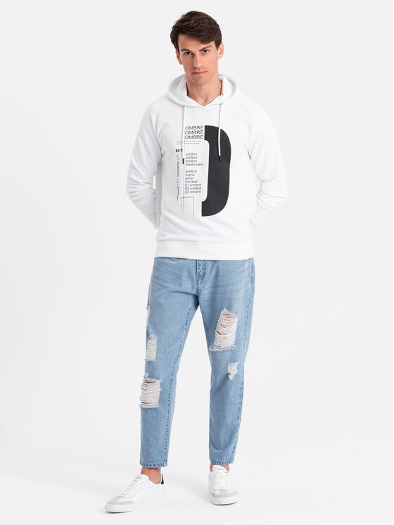 Ombre Ombre Jeansy OM-PADP-0175 Niebieski Tapered Fit