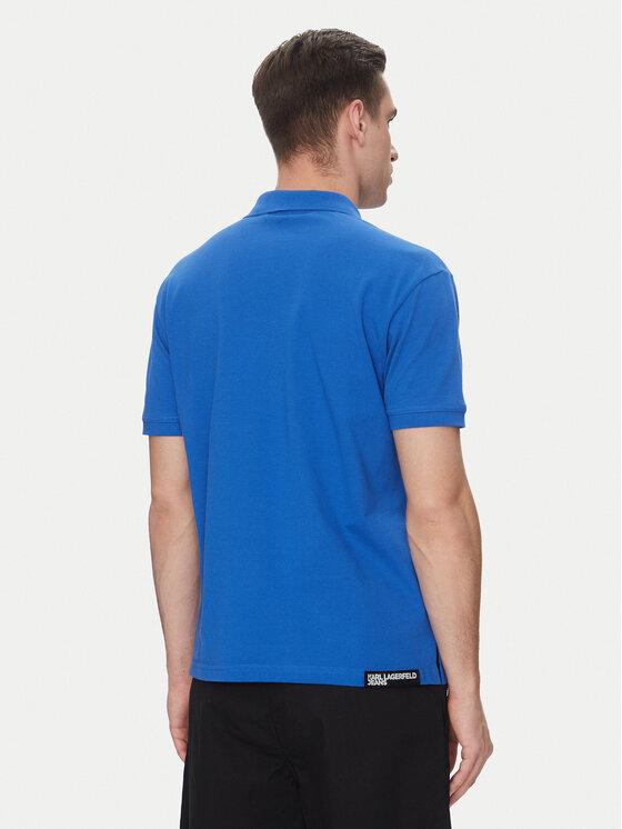 KARL LAGERFELD KARL LAGERFELD Тениска с яка и копчета A2M17094 Син Regular Fit