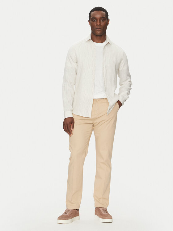 Calvin Klein Jeans Calvin Klein Jeans Koszula Linen Stripe Slim Shirt K10K109332 Beżowy Regular Fit