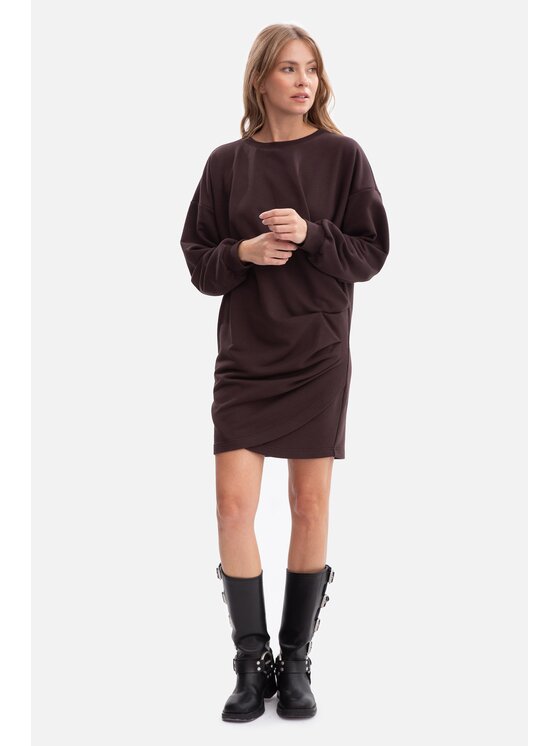 BeWear BeWear Sukienka dzianinowa b298 Brązowy Baggy Fit