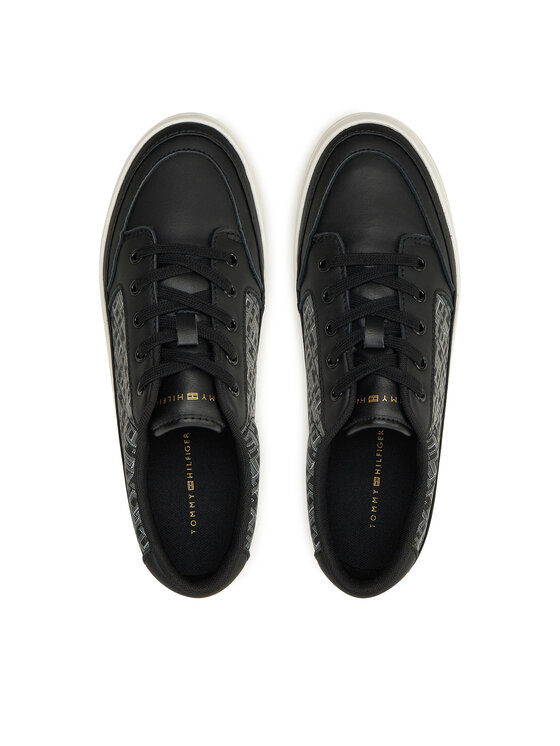 Tommy Hilfiger Tommy Hilfiger Laisvalaikio batai Vulc Leather Sneaker Monogram FW0FW08331 Juoda