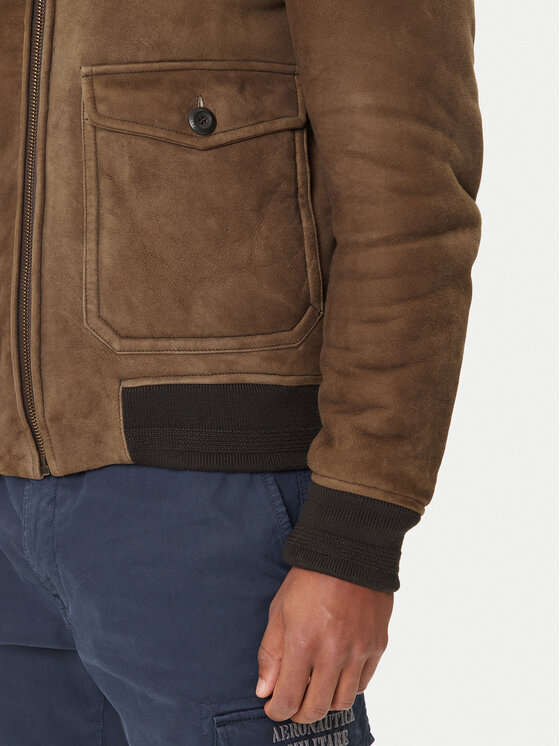 Aeronautica Militare Aeronautica Militare Kožená bunda 252PN0163U100893 Hnedá Regular Fit