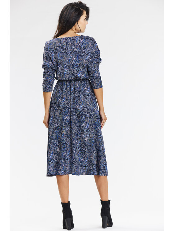 Awama Awama Sukienka letnia A666 Granatowy Basic Fit