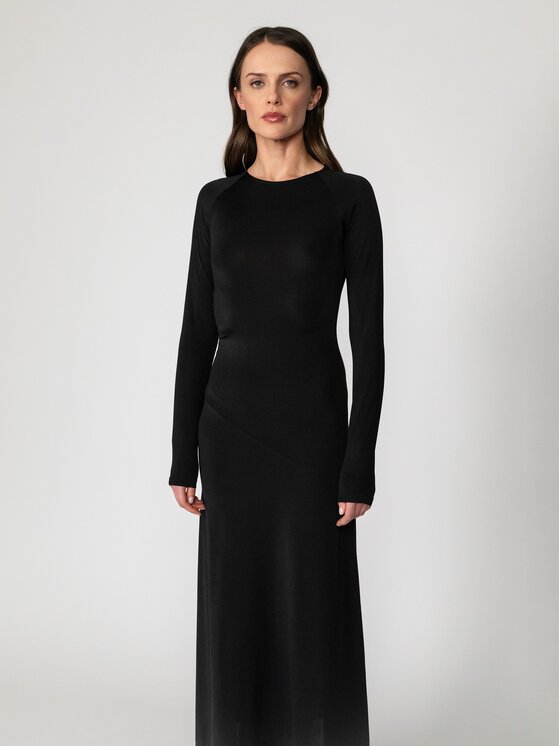 Nudyess Nudyess Sukienka codzienna Hamal Midi Czarny Fitted Fit