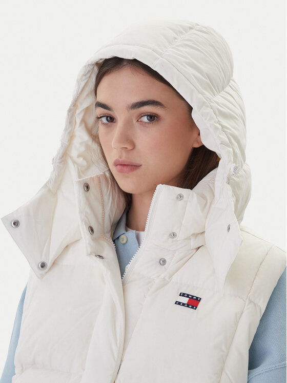 Tommy Jeans Tommy Jeans Športová vesta Tjw Alaska Grid Down Vest DW0DW21627 Écru Regular Fit