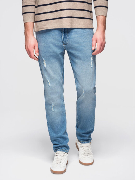 Ombre Ombre Jeansy OM-PADP-0255 Niebieski Slim Fit