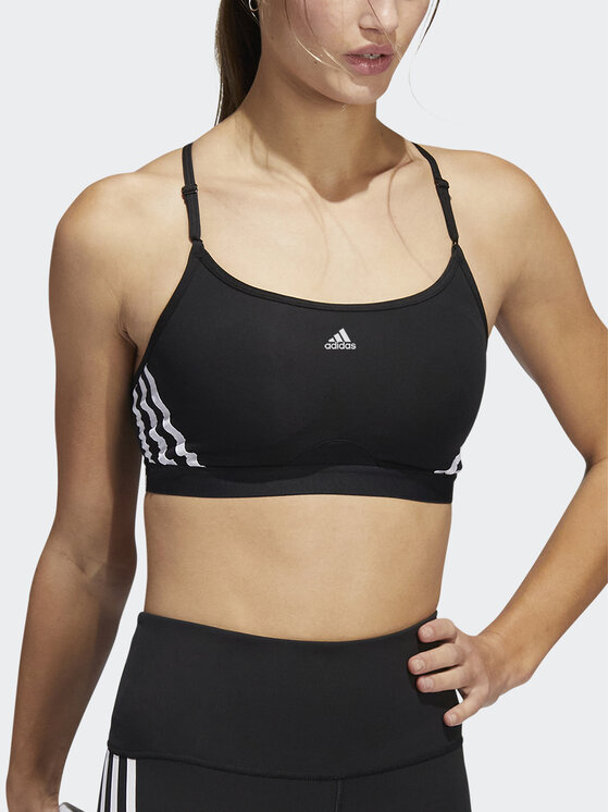 adidas Reggiseno sportivo adidas Aeroreact Training Light Support 3 Stripes Bra HC7862 Nero Modivo