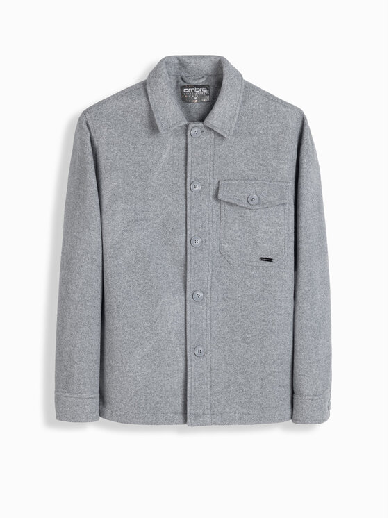 Ombre Ombre Риза-яке OM-JANP-0199 Šedá Regular Fit