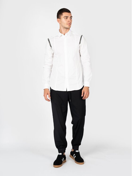 Les Hommes Les Hommes Kalhoty z materiálu LBP1008305U Černá Slim Fit