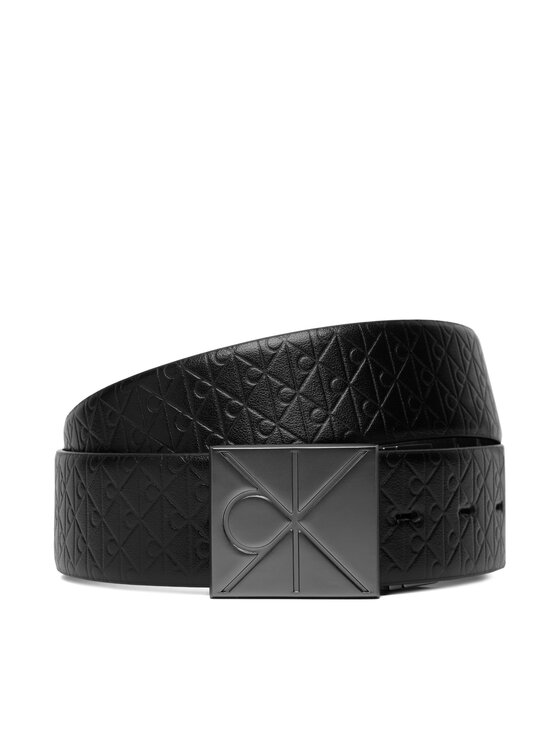 Calvin Klein Calvin Klein Pánský pásek Emblem Plaque W/ Aop 35Mm Adj/Re LV04D7083G Černá