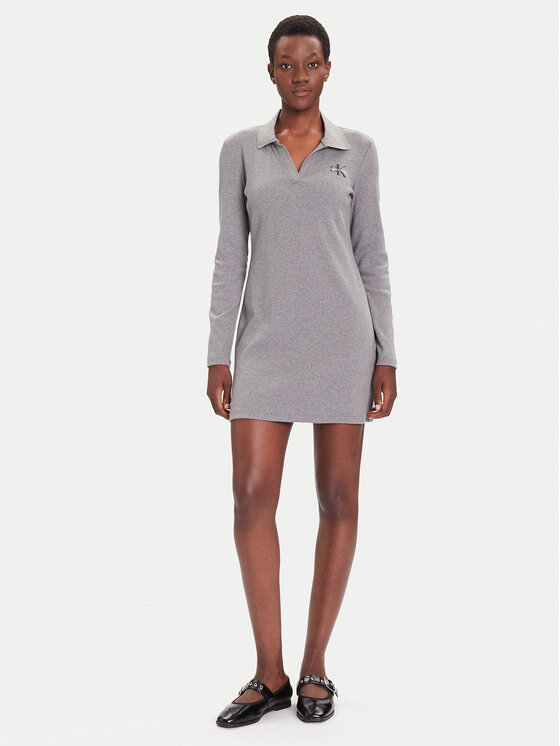 Calvin Klein Jeans Calvin Klein Jeans Kleid für den Alltag Monologo LV047D214G Grau Slim Fit