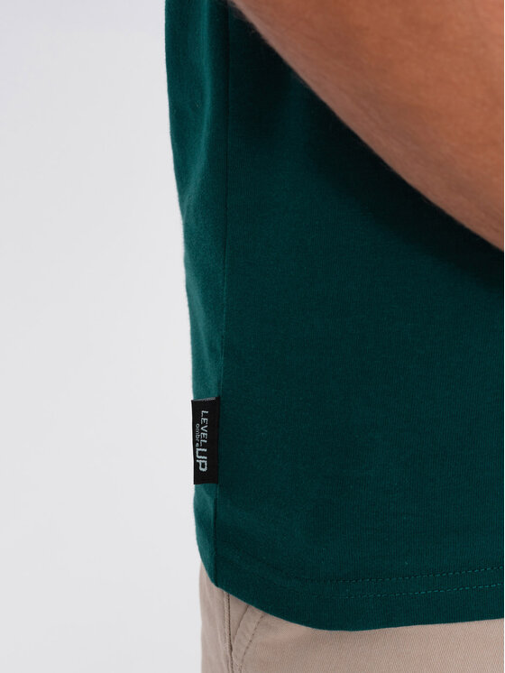 Ombre Ombre T-Shirt OM-TSPT-0154 Zielony Regular Fit