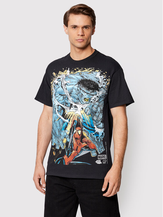 HUF T-krekls MARVEL Battle TS01976 Melns Regular Fit