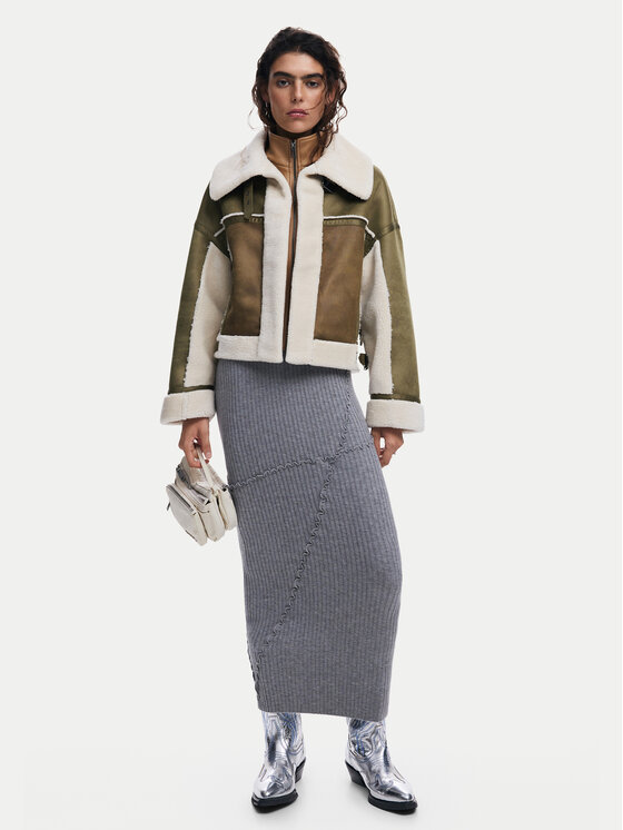 Desigual Desigual Cappotto in shearling Chaq 24WWEWB7 Cachi Regular Fit