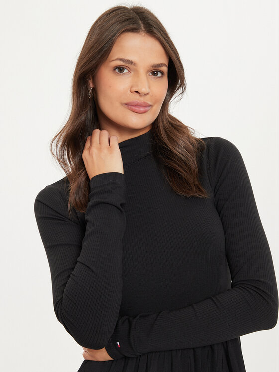 Tommy Hilfiger Tommy Hilfiger Trikotažinė suknelė WW0WW44176 Juoda Regular Fit