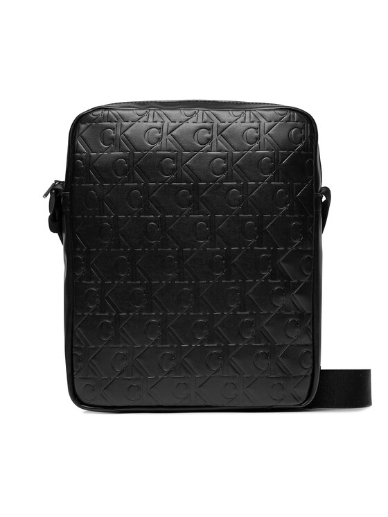 Geantă crossover Calvin Klein Monogram Soft Reporter 22 Aop K50K511493 Negru