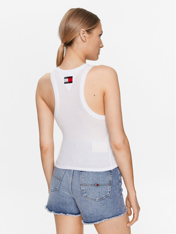 Tommy Hilfiger Tommy Hilfiger Top ThxSm WW0WW38987 Bijela Slim Fit