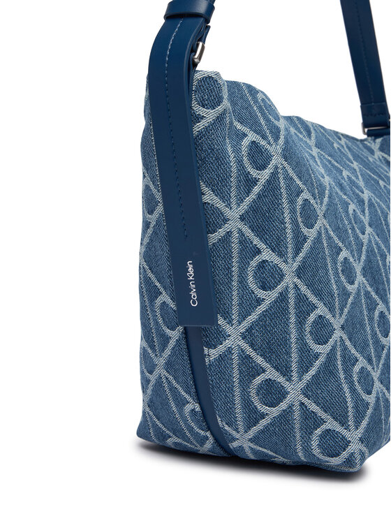 Calvin Klein Calvin Klein Ročna torba Emblem Aop Denim Bucket LV04F3432G Modra