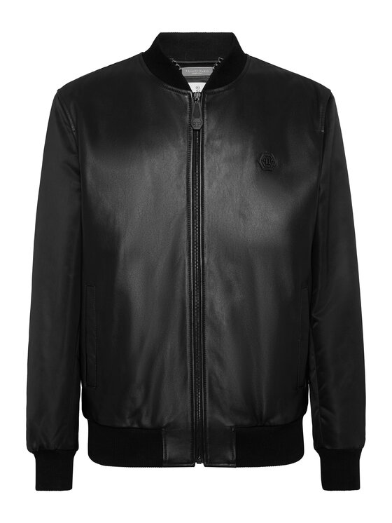 PHILIPP PLEIN PHILIPP PLEIN Kurtka skórzana 26989 Czarny Regular Fit