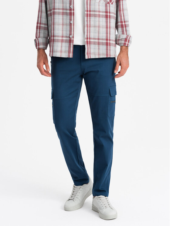 Ombre Ombre Teplákové kalhoty OM-PACG-0204 Modrá Regular Fit