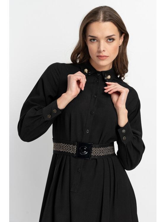 CLICK CLICK Košeľové šaty 60-6075 Čierna Forever Fit