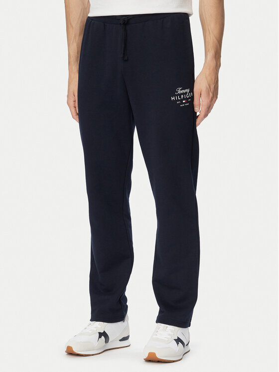 Tommy Hilfiger Pantaloni trening Script Stack MW0MW44332 Bleumarin Regular Fit