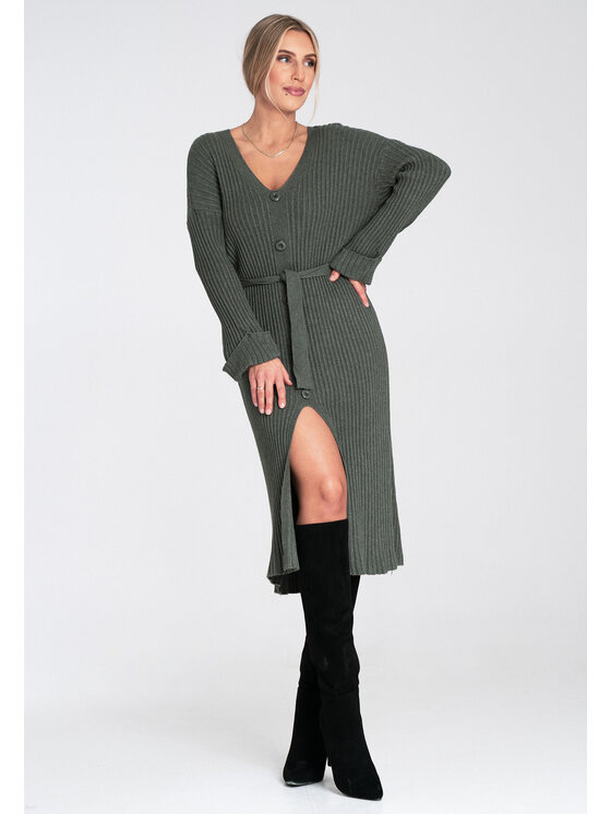 FIGL FIGL Úpletové šaty M1095 Zelená Fitted Fit