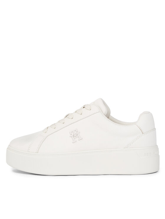 Tommy Hilfiger Tommy Hilfiger Sneakersy Platform Court Sneaker Nubuck FW0FW07912 Écru