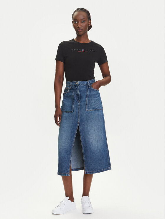 Tommy Jeans Tommy Jeans Tričko Linear DW0DW21422 Čierna Slim Fit