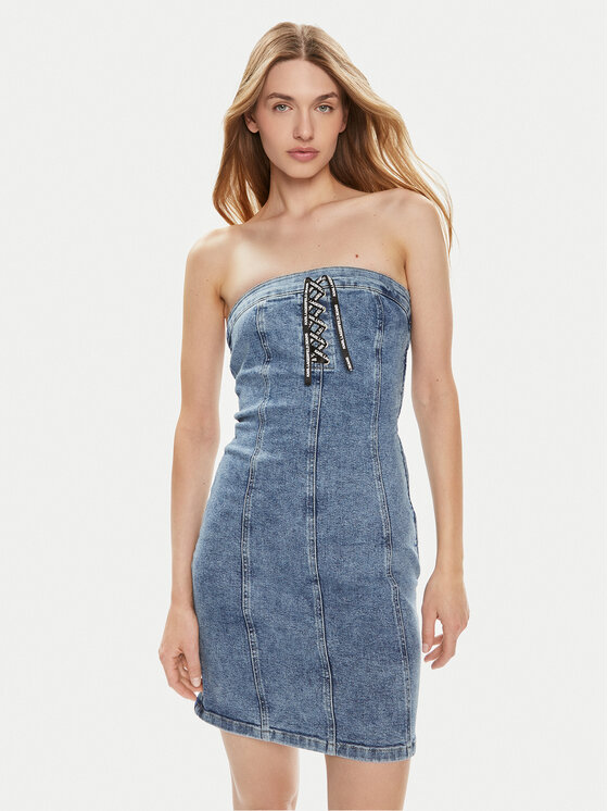 Karl Lagerfeld Jeans Karl Lagerfeld Jeans Džinsinė suknelė 241J1307 Tamsiai mėlyna Slim Fit