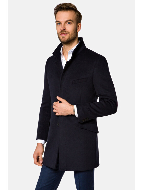 Lancerto Lancerto Płaszcz wełniany Salvador KU054220000006 Granatowy Regular Fit