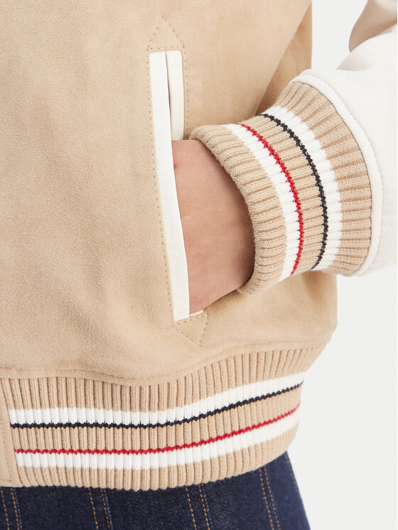 Tommy Jeans Tommy Jeans Кожено яке Suede Varsity DW0DW22769 Бежов Regular Fit