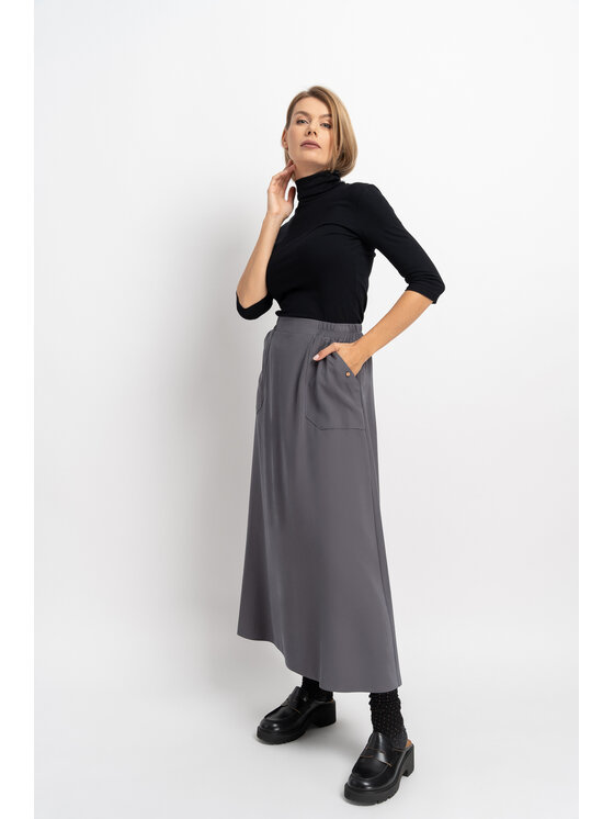 CLICK CLICK Maxi sukně 50-701 Šedá Classic Fit
