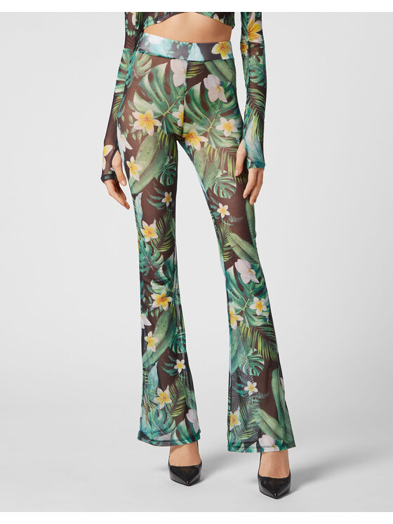 PHILIPP PLEIN PHILIPP PLEIN Spodnie materiałowe 2545 Zielony Flare Fit