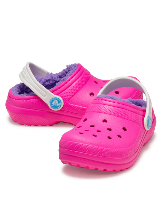 Crocs Crocs Şlapi Classic Lined Clog Kids 207010 Roz