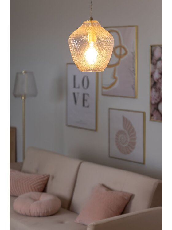 MIAhome MIAhome Lampa wisząca ze szklanym kloszem Yulen Złoty