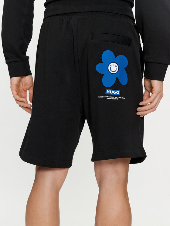 HUGO Hugo Sportiniai šortai Nematiso 50515628 Juoda Regular Fit