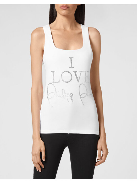 PHILIPP PLEIN PHILIPP PLEIN Tank top 1933 Biały Skin Tight Fit