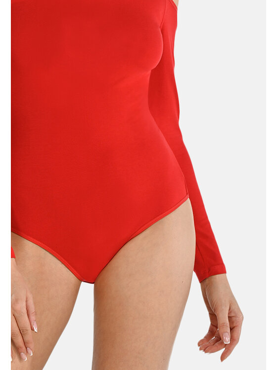 Teyli Teyli Body z wycięciami na ramionach Janett Czerwony Regular Fit