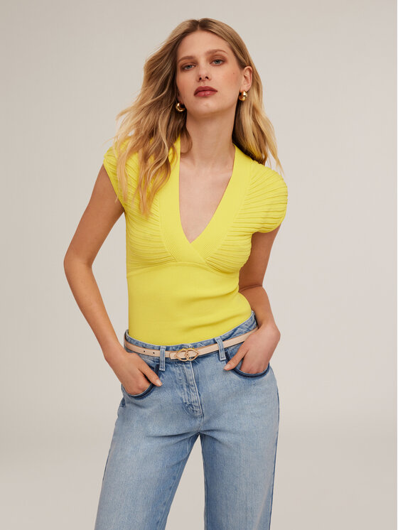 Motivi Motivi Cardigan M288W003368N018 Giallo Regular Fit