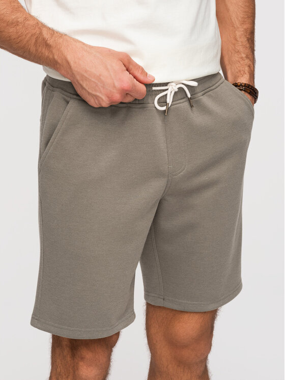 Ombre Ombre Szorty materiałowe OM-SRSK-0124 Khaki Regular Fit