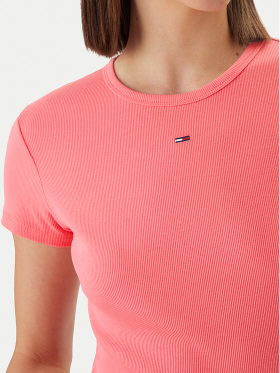 Tommy Jeans Tommy Jeans T-Shirt DW0DW17383 Różowy Slim Fit