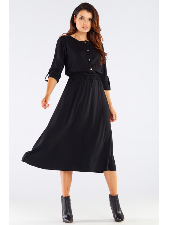 Awama Awama Sukienka letnia A452 Czarny Basic Fit