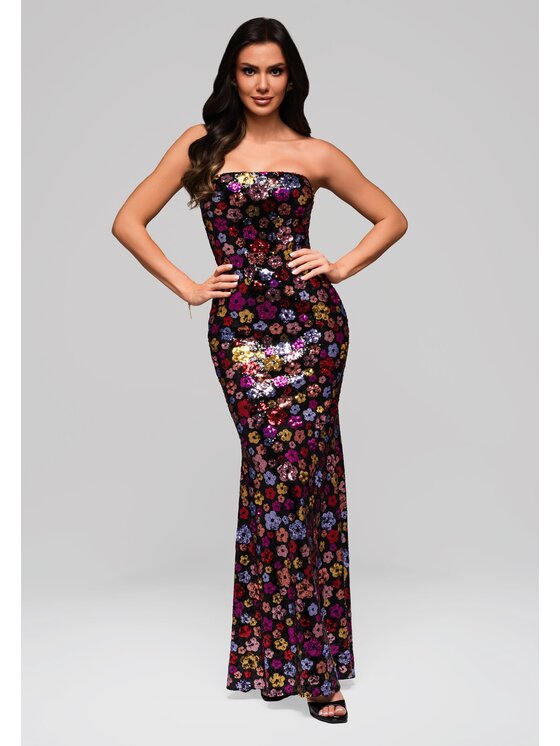Ombre Ombre Sukienka wieczorowa LA-OM-DLR162 Czarny Regular Fit