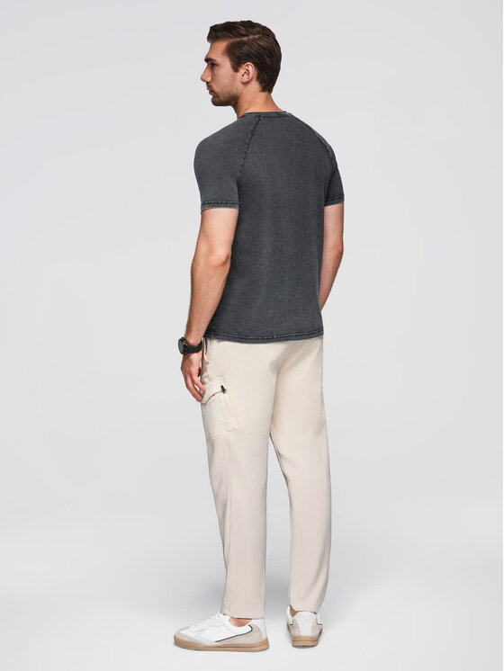 Ombre Ombre T-Shirt OM-TSWT-0150 Czarny Regular Fit