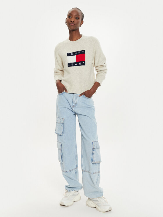Tommy Jeans Tommy Jeans Pulover Flag DW0DW18681 Bež Relaxed Fit