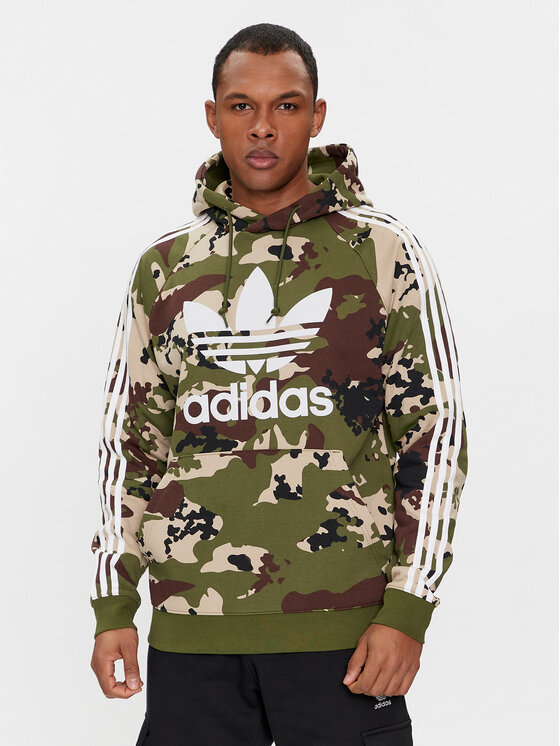 adidas Džemperis ar kapuci Camo IS0209 Zaļš Regular Fit