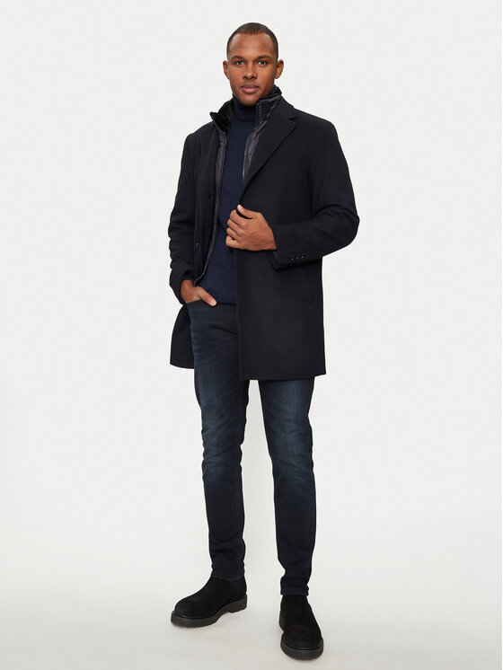 Hechter Paris Hechter Paris Вълнено палто 45014 142270 Тъмносин Regular Fit
