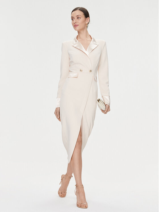 Babylon Elegantné šaty E00777 Écru Regular Fit