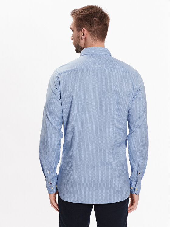 Tommy Hilfiger Tommy Hilfiger Πουκάμισο Natural Soft Mini Print MW0MW30689 Μπλε Slim Fit